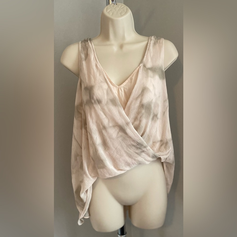 NWOT Free People Pink Grey Tie Dye Drapey Blouson Tank XS